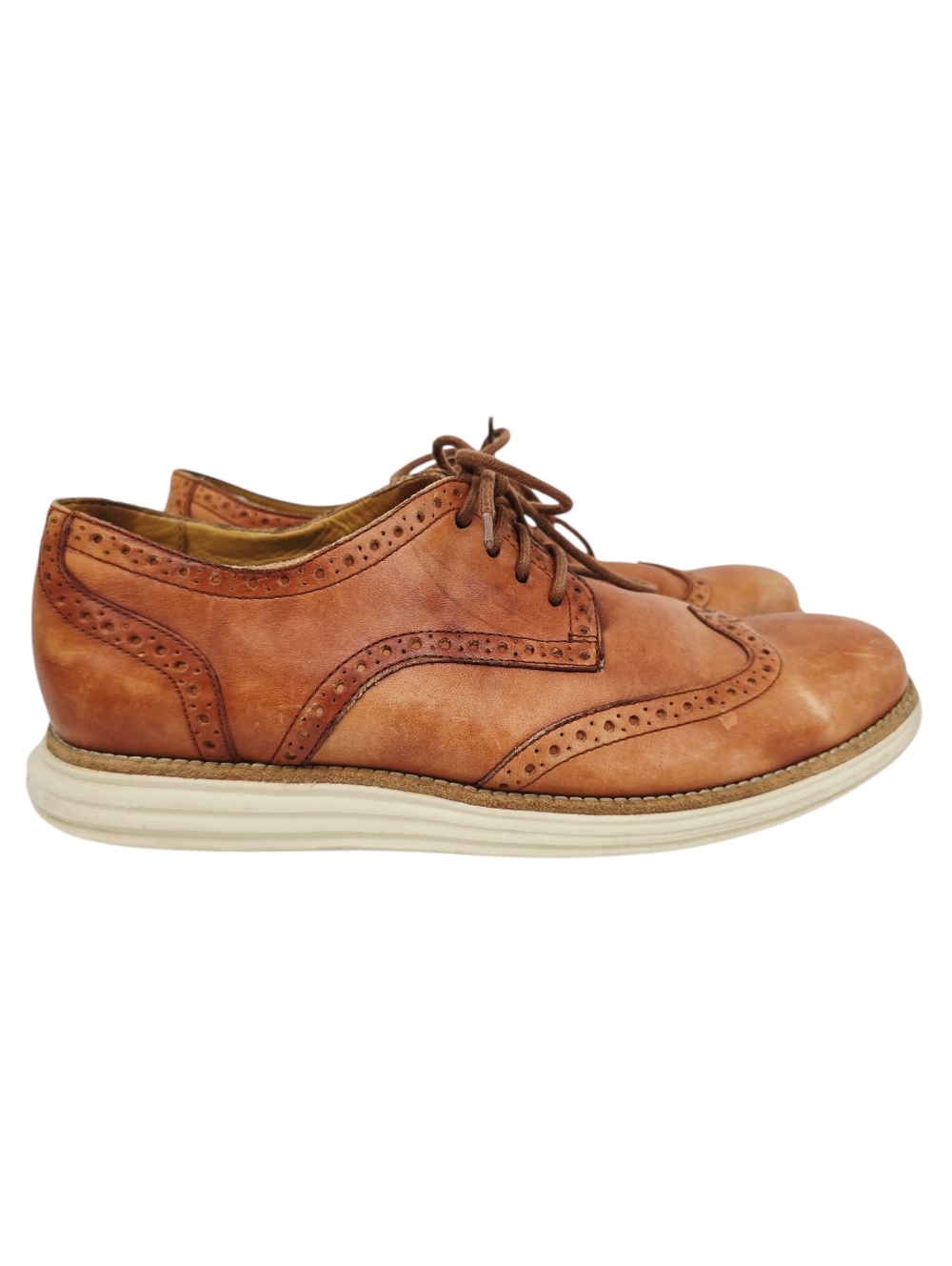 Cole Haan Men's Lunargrand Oxford Wingtip Shoes Tan 8.5